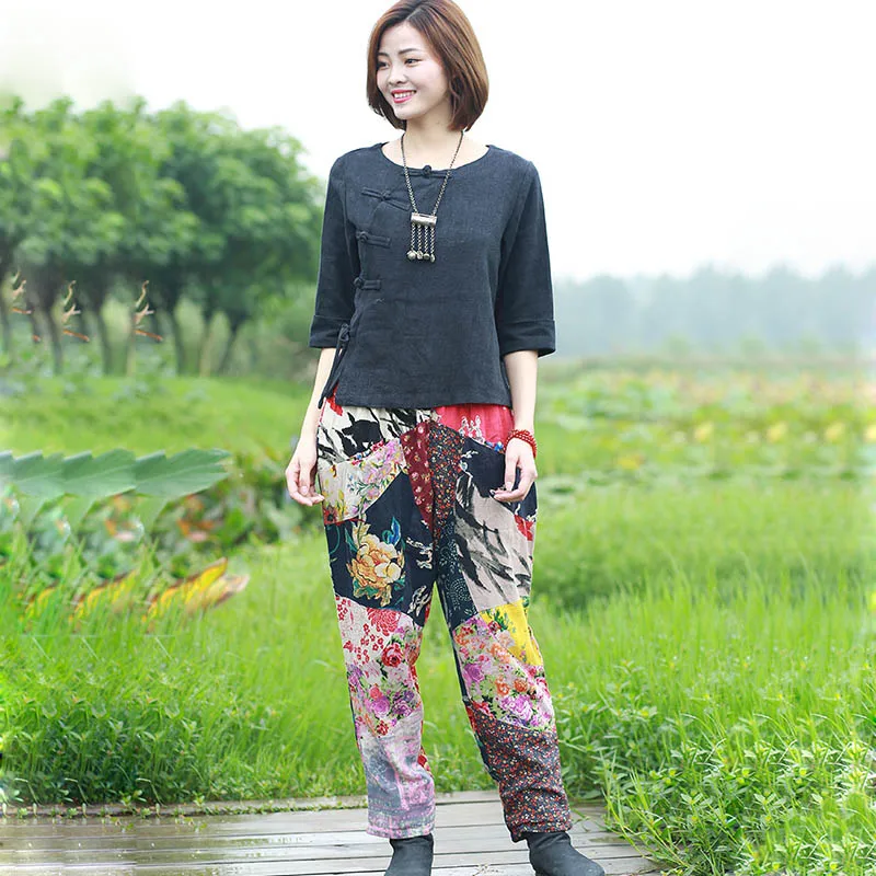 Spring And Autumn Hundred Fabric Patchwork Cotton Linen Double-Layer Loose Pants Women's Straight Leg Casual Nine-Point Pants
Spring And Autumn Hundred Fabric Patchwork Cotton Linen Double-Layer Loose Pants Women's Straight Leg Casual Nine-Point Pants