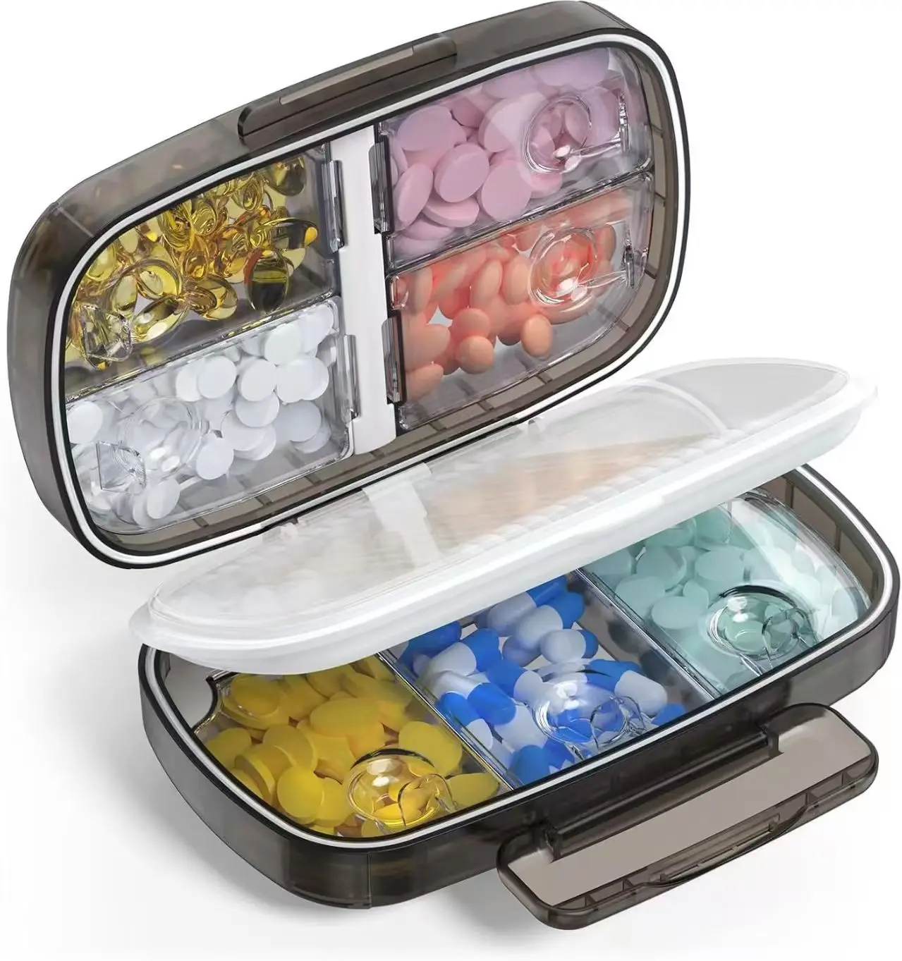 Travel Pill Box with 8 Compartments Moisture Resistant Pill Case Portable Pill Organizer for Vitamins Supplements and Medication
Travel Pill Box with 8 Compartments Moisture Resistant Pill Case Portable Pill Organizer for Vitamins Supplements and Medication