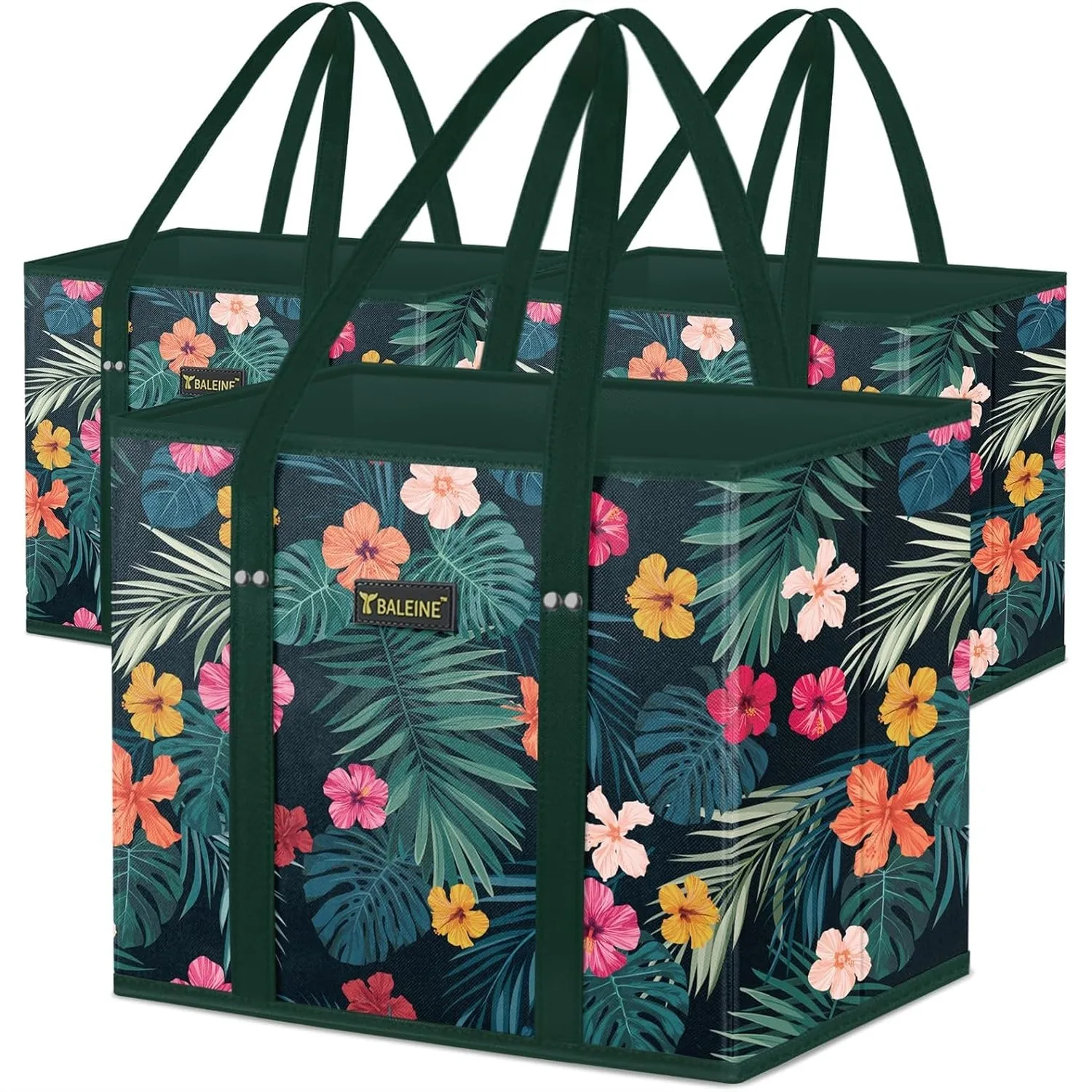 Reusable Grocery Bags, Foldable Shopping Totes with Reinforced Bottom & 12" Handles, Extra Large Box Shaped, Water Resistant,
Reusable Grocery Bags, Foldable Shopping Totes with Reinforced Bottom & 12" Handles, Extra Large Box Shaped, Water Resistant,