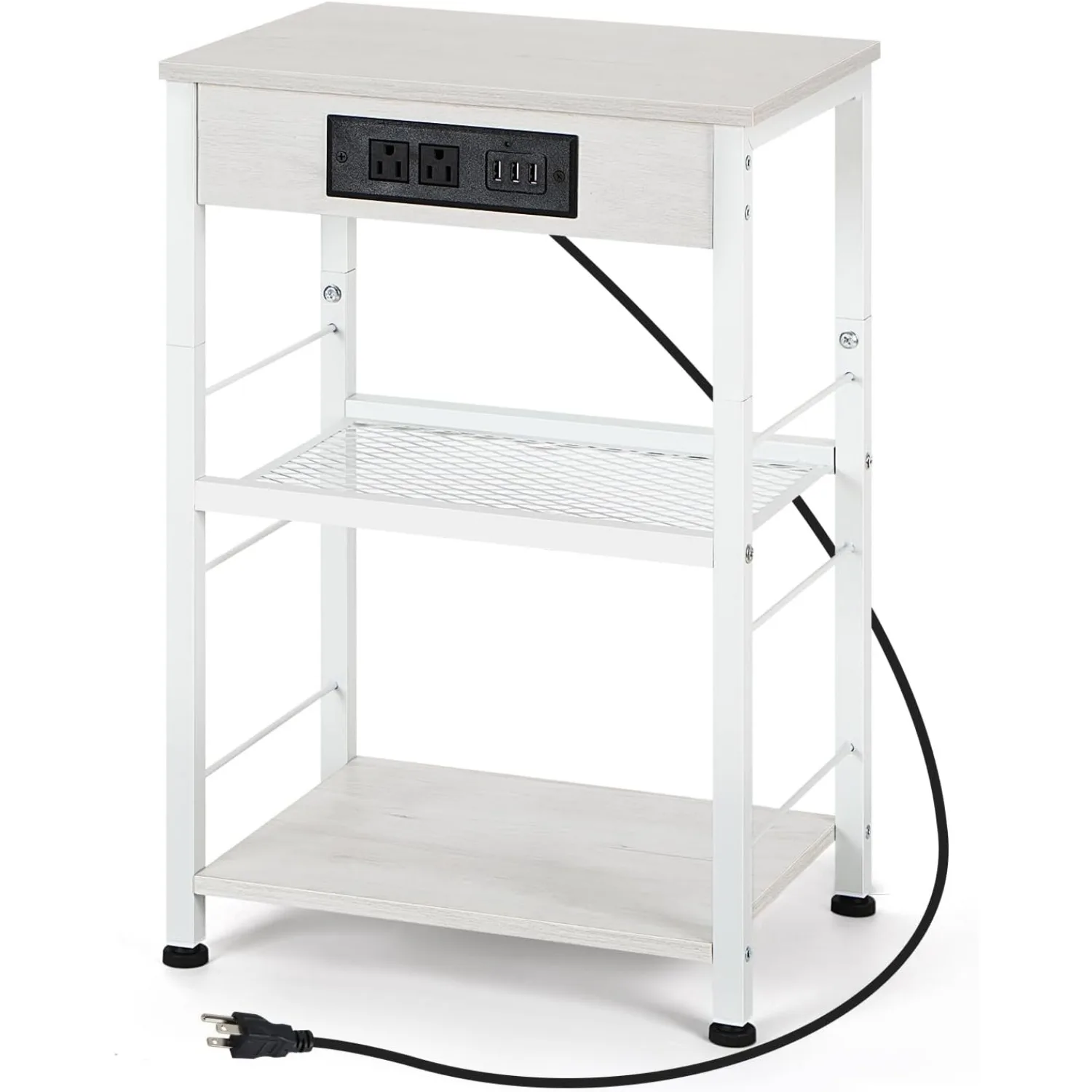 3-Tier Charging Nightstand w/3 USB & Outlets - Bedside Table with Storage Shelf for Bedroom/Dorm/Office, White
3-Tier Charging Nightstand w/3 USB & Outlets - Bedside Table with Storage Shelf for Bedroom/Dorm/Office, White