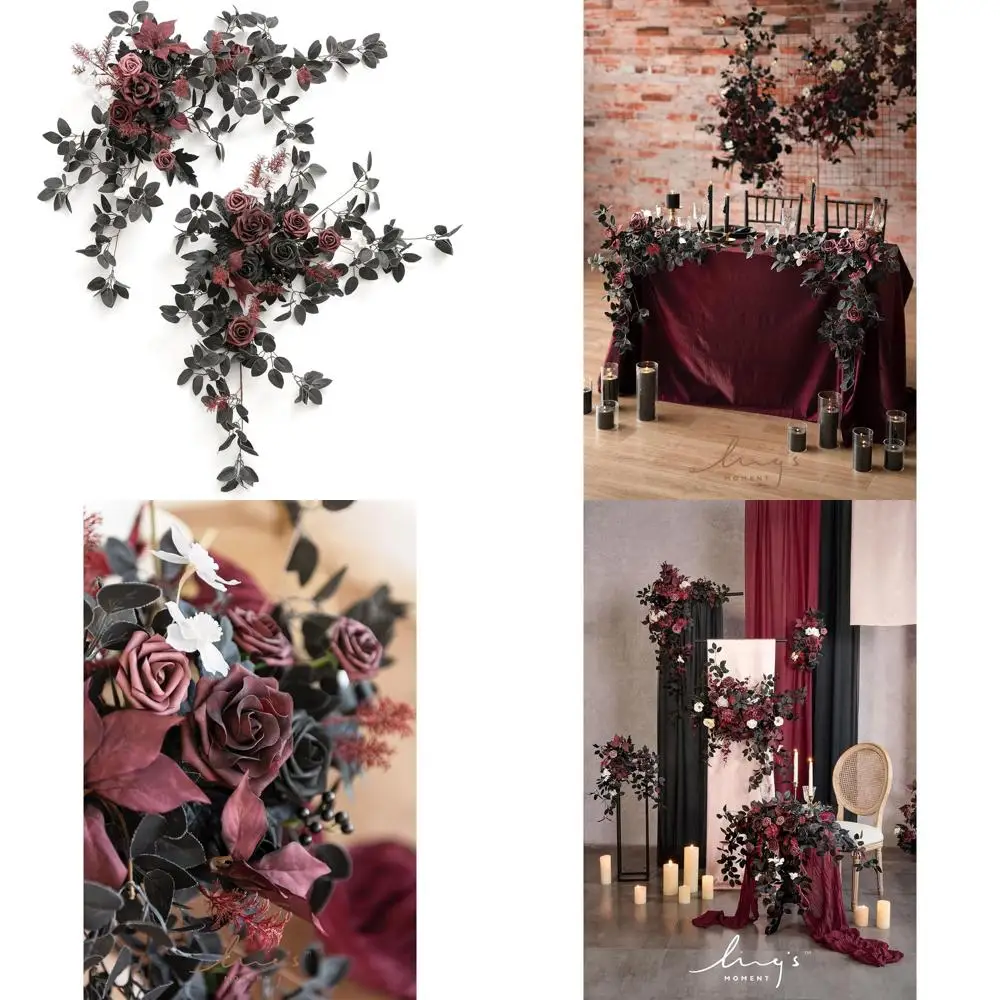 Black Artificial Floral Swags for Weddings, Rose Garlands, Greenery Arrangements, Centerpieces, Sweetheart Table, Wall, and Gard
Black Artificial Floral Swags for Weddings, Rose Garlands, Greenery Arrangements, Centerpieces, Sweetheart Table, Wall, and Gard
