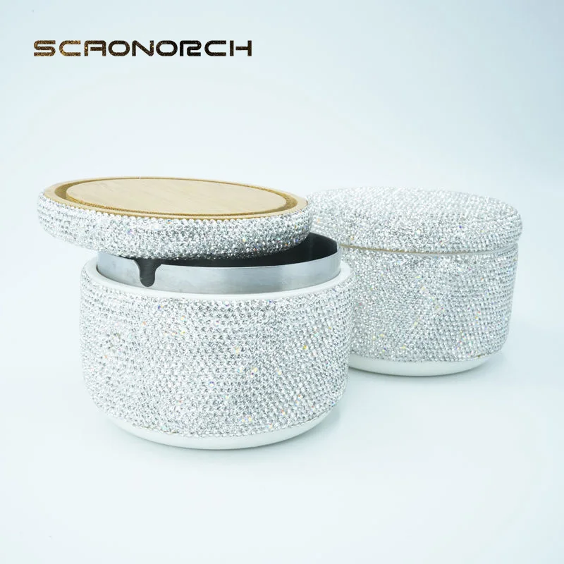 Luxury Diamond Stainless Steel Cigarette Ashtray with Lid Bling Rhinestone Tabletop Silver Metal Car Ash Tray Home Accessories
Luxury Diamond Stainless Steel Cigarette Ashtray with Lid Bling Rhinestone Tabletop Silver Metal Car Ash Tray Home Accessories