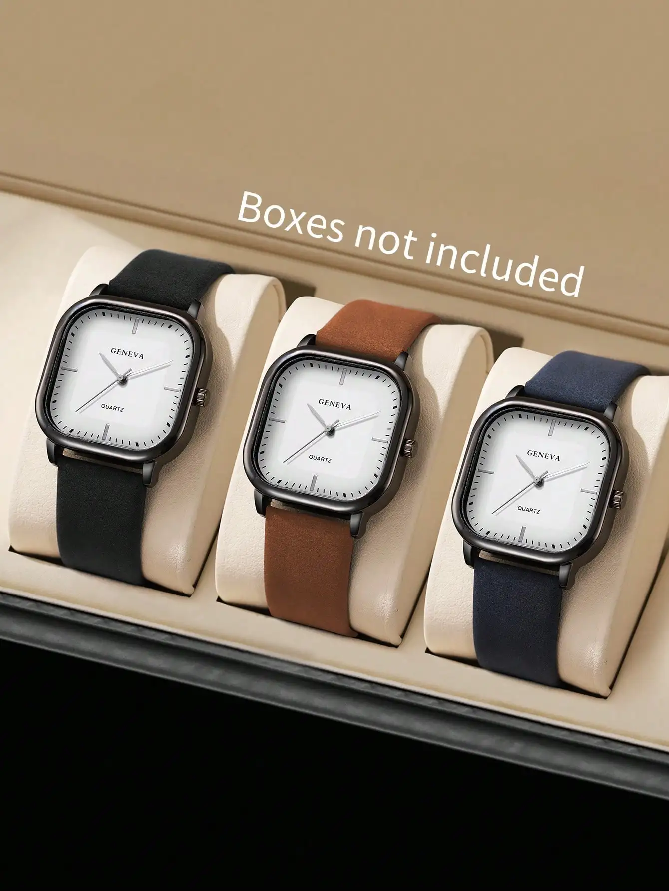 Набор из 3 минималистичных кварцевых часов с квадратным циферблатом и кожаными ремешками
Набор из 3 минималистичных кварцевых часов с квадратным циферблатом и кожаными ремешками