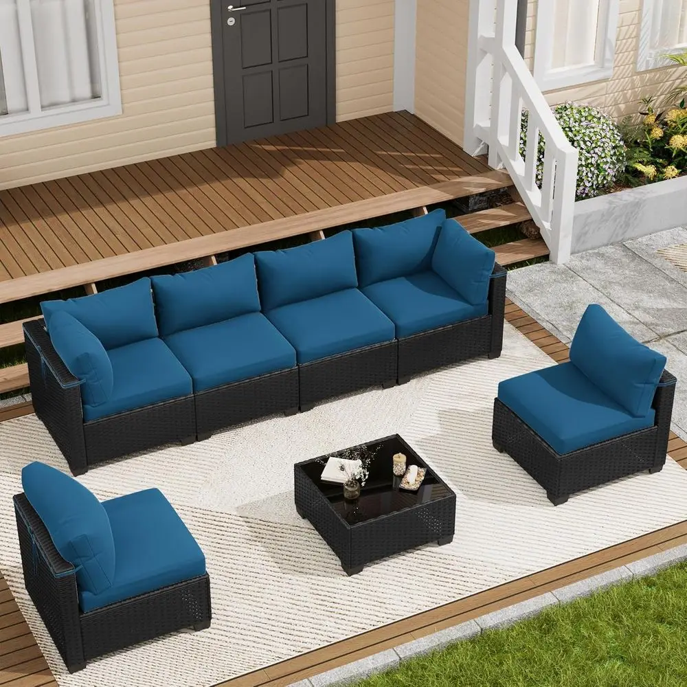 7-Piece Outdoor Patio Furniture Set, Sectional Sofa, Wicker Rattan Seating, Patio Conversation Set with Coffee Table and Cushion
7-Piece Outdoor Patio Furniture Set, Sectional Sofa, Wicker Rattan Seating, Patio Conversation Set with Coffee Table and Cushion