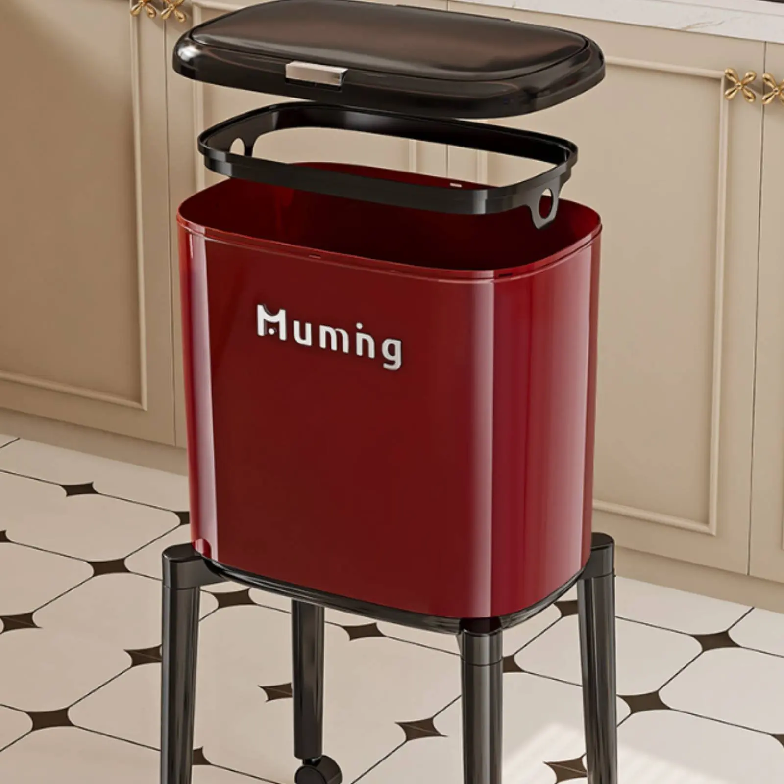 Lid Trash Can with Wheels Handseffortless Slim Trash Bin on Wheels Household Storage Movable for Living Room
Lid Trash Can with Wheels Handseffortless Slim Trash Bin on Wheels Household Storage Movable for Living Room