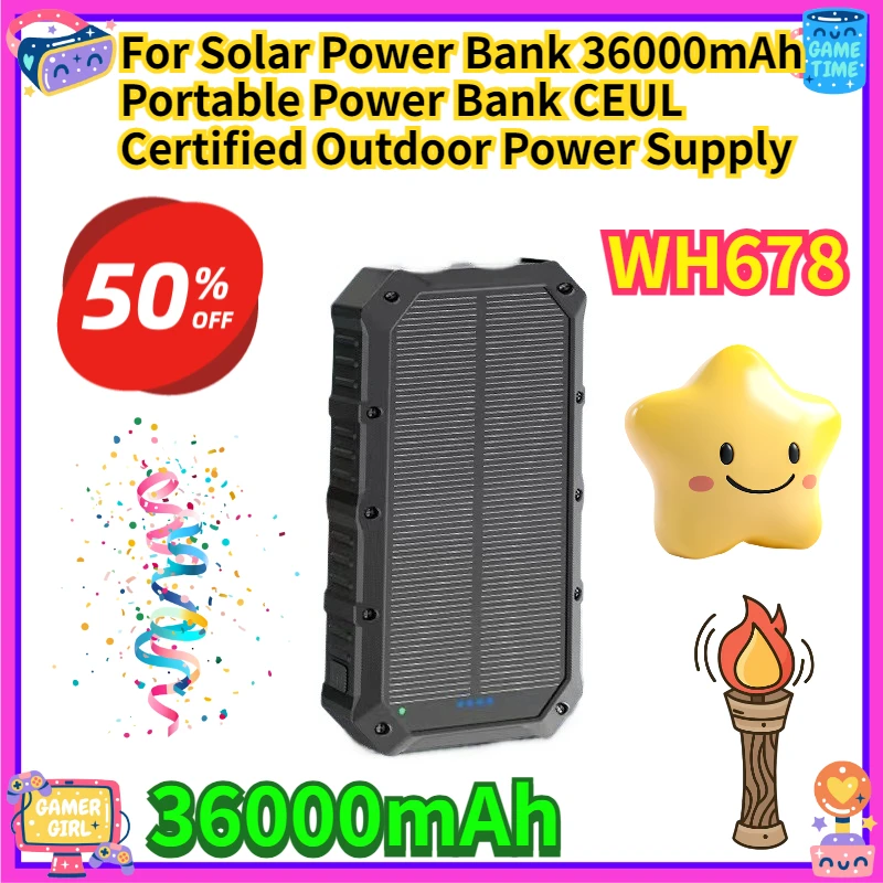 For Solar Power Bank 36000mAh Portable Power Bank CEUL Certified Outdoor Power Supply
For Solar Power Bank 36000mAh Portable Power Bank CEUL Certified Outdoor Power Supply