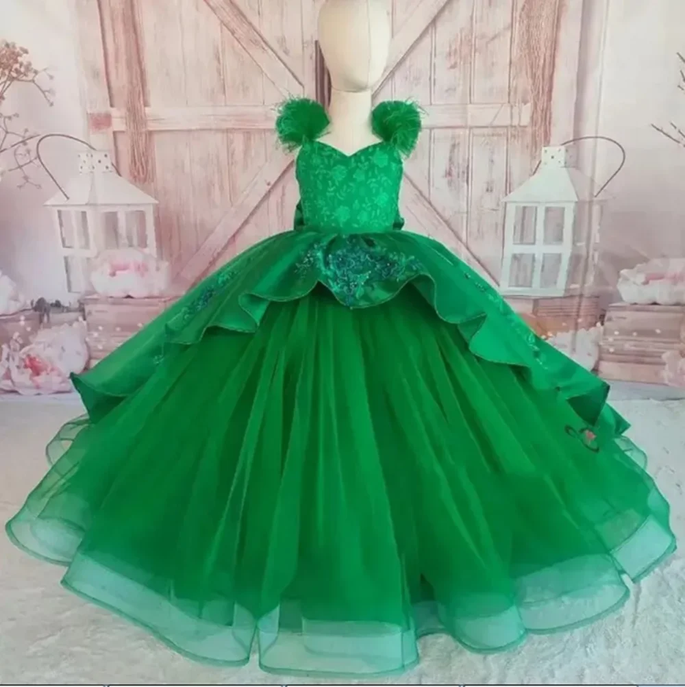 Green Flower Girl Dress Tulle Lace Appliques Sleeveless Dresses For Wedding Birthday Party Baby Cute Customized Ball Gown 
Green Flower Girl Dress Tulle Lace Appliques Sleeveless Dresses For Wedding Birthday Party Baby Cute Customized Ball Gown