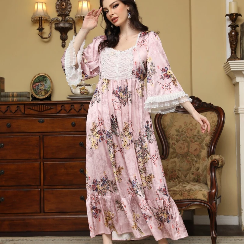 Sweet Sexy Fairy Ice Silk Women Nightdress Spring Satin Night Dress Lace Long Nightown Pink Purple Floral Princess Sleepwear
Sweet Sexy Fairy Ice Silk Women Nightdress Spring Satin Night Dress Lace Long Nightown Pink Purple Floral Princess Sleepwear