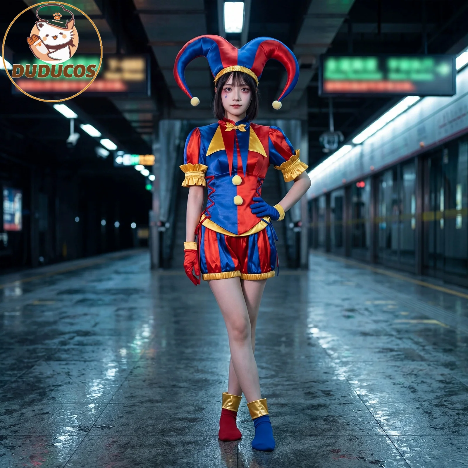 IN STOCK Adult Women Clown Cosplay Costume Jester costume Blue Red Jumpsuit and Hat with Gloves Socks Christmas Halloween Party
IN STOCK Adult Women Clown Cosplay Costume Jester costume Blue Red Jumpsuit and Hat with Gloves Socks Christmas Halloween Party