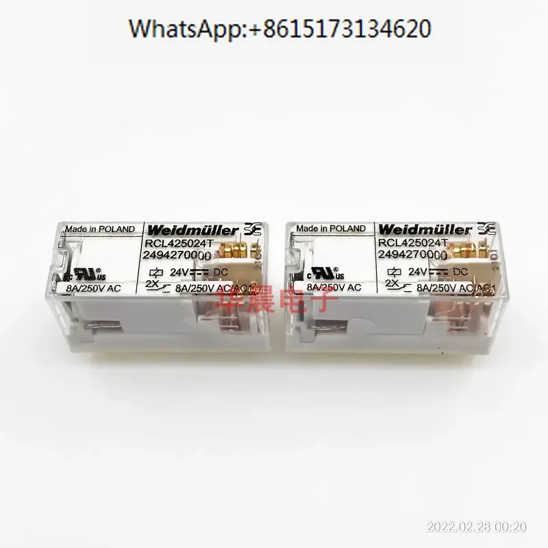2 pieces Original Weidmuller RCL425024T relay 2494270000 24VDC 8A two open and two closed
2 pieces Original Weidmuller RCL425024T relay 2494270000 24VDC 8A two open and two closed
