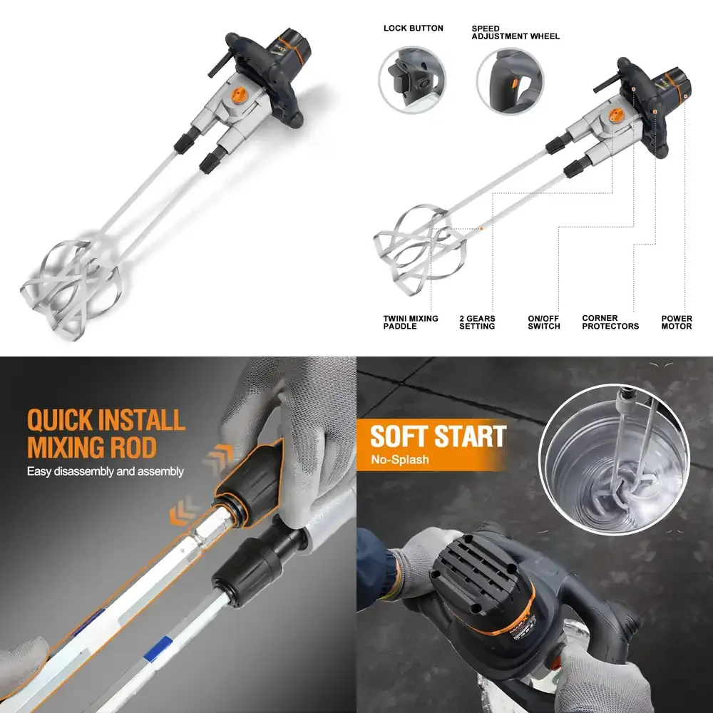MAXXT 1600W Durable Industrial Double Paddle Paint Electric Mixer Commercial Handheld Concrete Mixer for Mortars
MAXXT 1600W Durable Industrial Double Paddle Paint Electric Mixer Commercial Handheld Concrete Mixer for Mortars