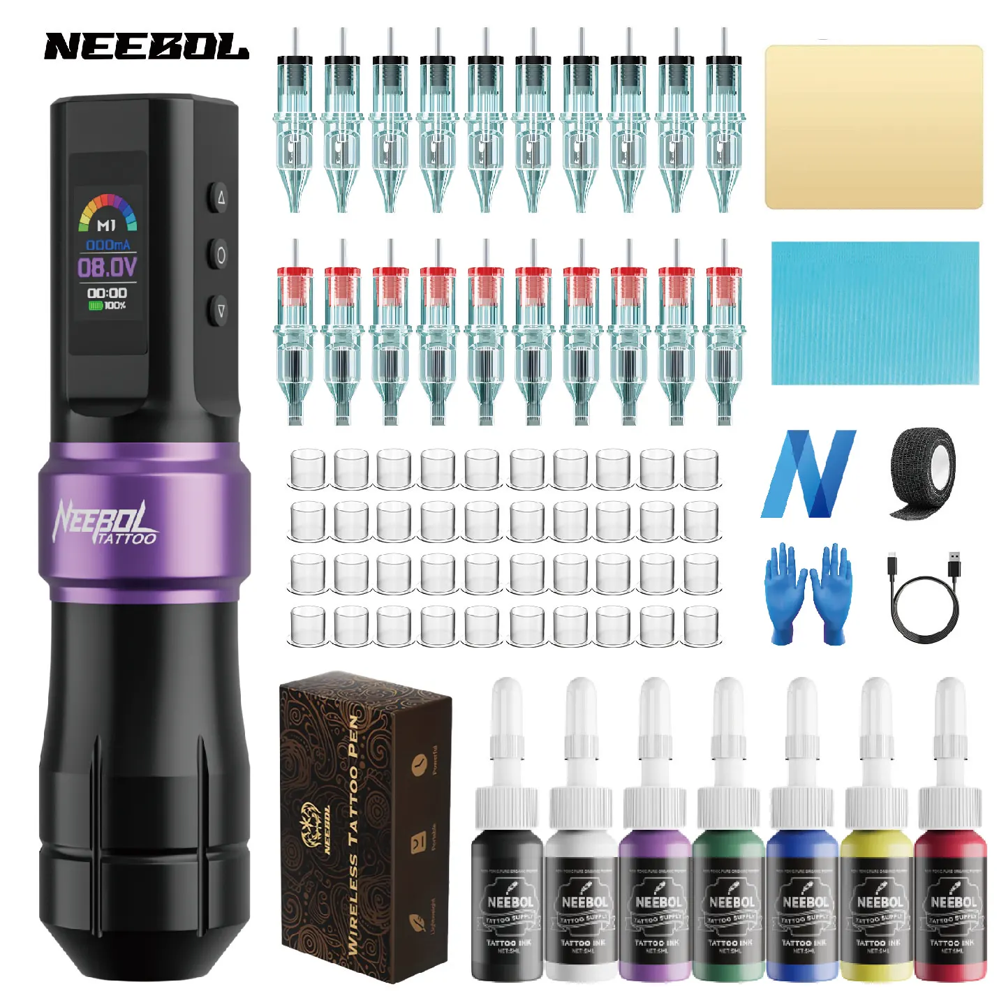 Neebol Unibody Tattoo Pen Kit Wireless Tattoo Machine with Needles Inks Tattoo Supply Gift for Permanent Makeup
Neebol Unibody Tattoo Pen Kit Wireless Tattoo Machine with Needles Inks Tattoo Supply Gift for Permanent Makeup