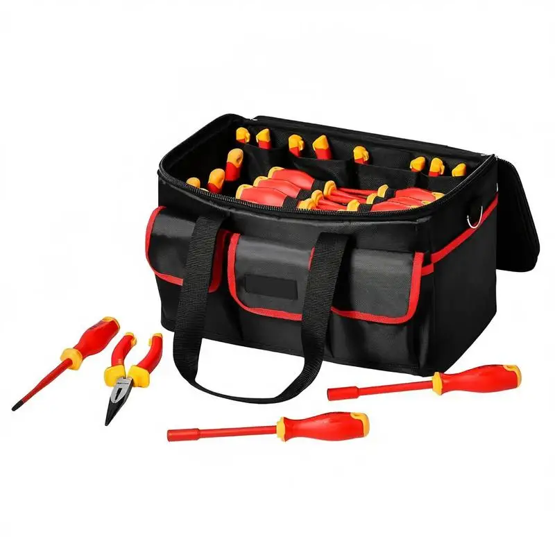 Insulated Hand Tool Kit 50-Piece For Household Maintenance Power Equipment Repair Professional Workshop 1000V Rated Safety Magnetic Tips T-Handle Hex Wrench Single-Pole Voltage Tester Manual Driver Set Multi-Size Hand Tools Carrying Case Included
Insulated Hand Tool Kit 50-Piece For Household Maintenance Power Equipment Repair Professional Workshop 1000V Rated Safety Magnetic Tips T-Handle Hex Wrench Single-Pole Voltage Tester Manual Driver Set Multi-Size Hand Tools Carrying Case Included