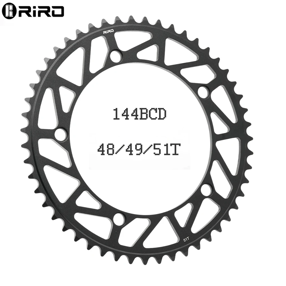 RIRO 144BCD Racing Chainring - 48T 49T 51T Options 1/8 Single Speed Chain Lightweight Cutout Design For Track/Fixed Gear Bike
RIRO 144BCD Racing Chainring - 48T 49T 51T Options 1/8 Single Speed Chain Lightweight Cutout Design For Track/Fixed Gear Bike