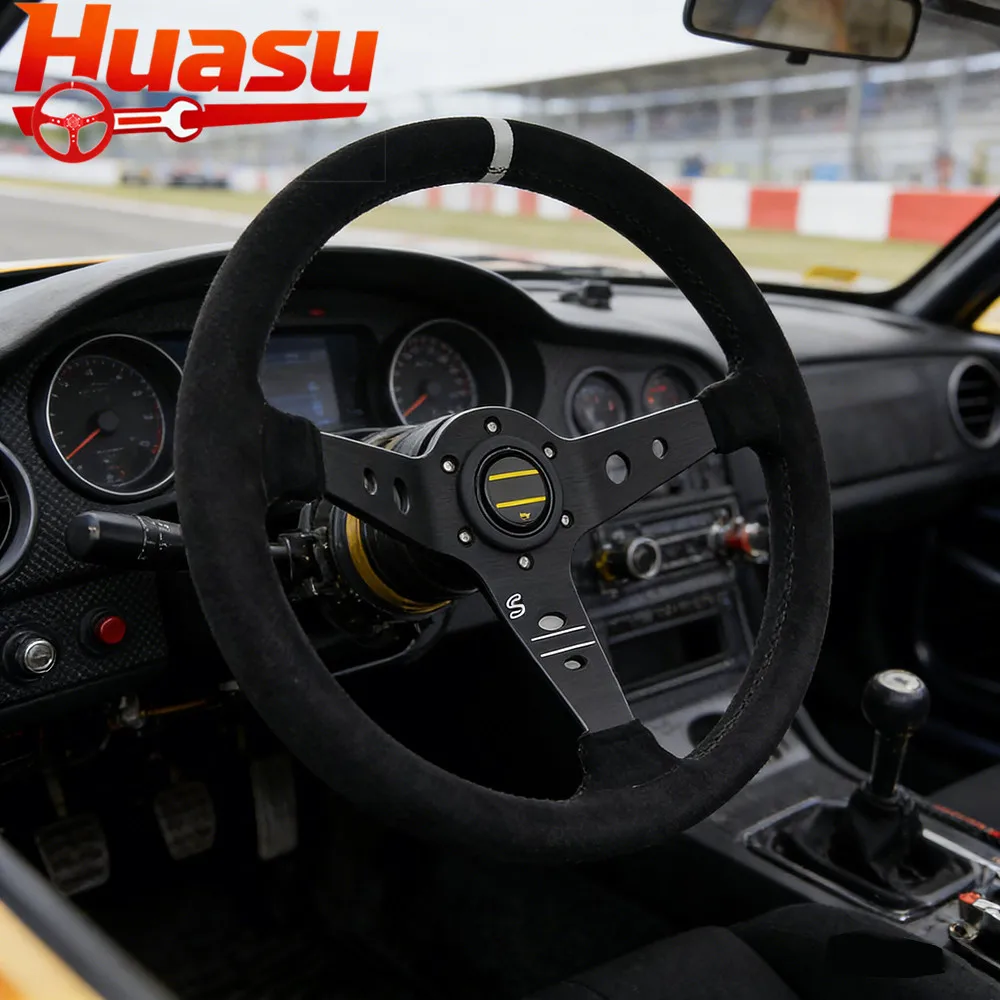 New Style OV-S Deep Dish Suede Leather Racing Steering Wheel 14inch 350mm Car Modified
New Style OV-S Deep Dish Suede Leather Racing Steering Wheel 14inch 350mm Car Modified