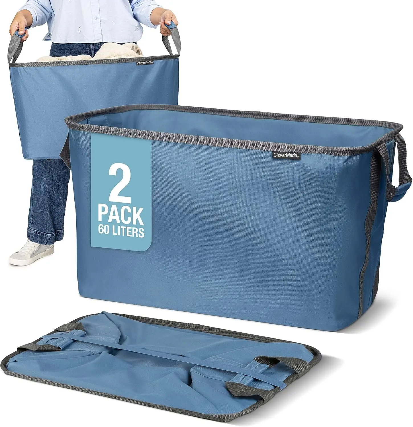 Collapsible Laundry Basket 2 Pack, 60L Foldable Clothes Hamper with Handles, Space Saving Fabric Bin for Dorm Apartment RV
Collapsible Laundry Basket 2 Pack, 60L Foldable Clothes Hamper with Handles, Space Saving Fabric Bin for Dorm Apartment RV
