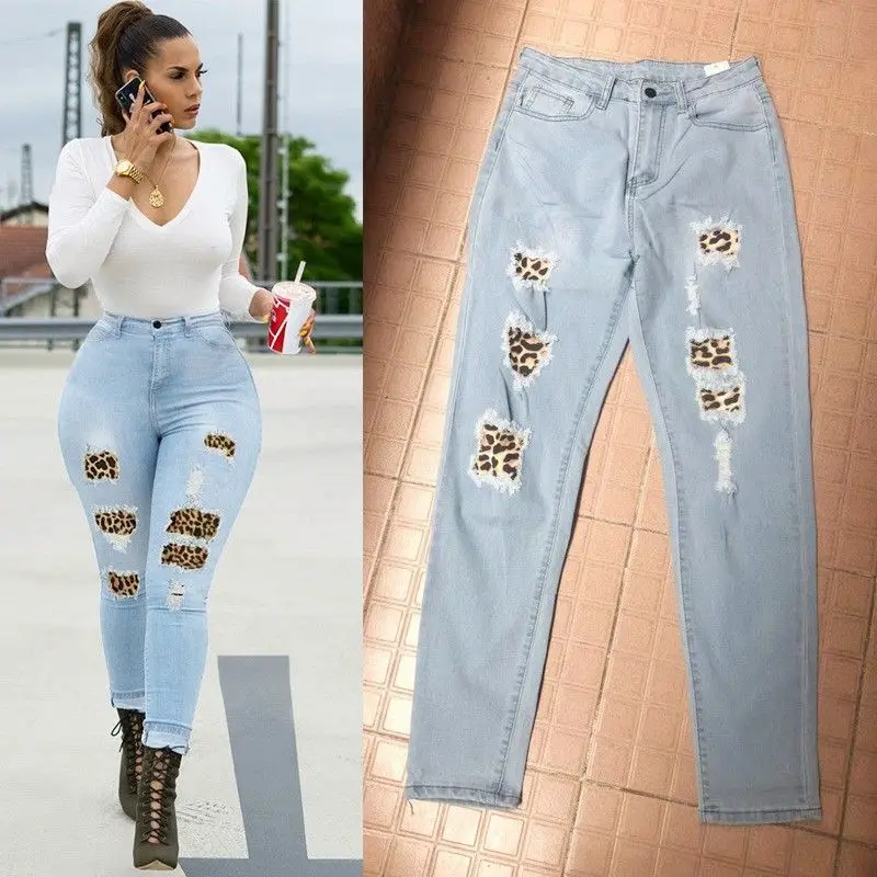 Summer New Women's Slim Fit High Stretch Jeans Leopard Pattern Patch Women's Long Pants
Summer New Women's Slim Fit High Stretch Jeans Leopard Pattern Patch Women's Long Pants
