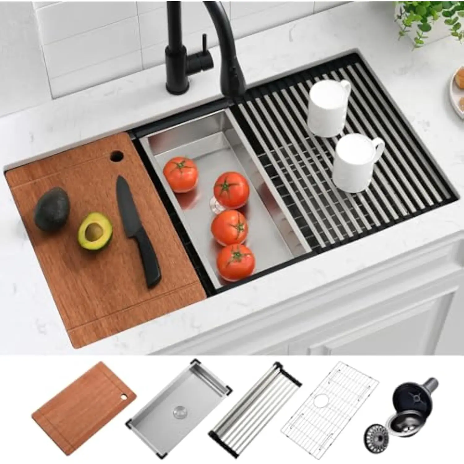 33X19 Undermount Black Kitchen Sink, 33 Inch 16Gauge Black Stainless Steel Undermount Workstation Kitchen Sink
33X19 Undermount Black Kitchen Sink, 33 Inch 16Gauge Black Stainless Steel Undermount Workstation Kitchen Sink