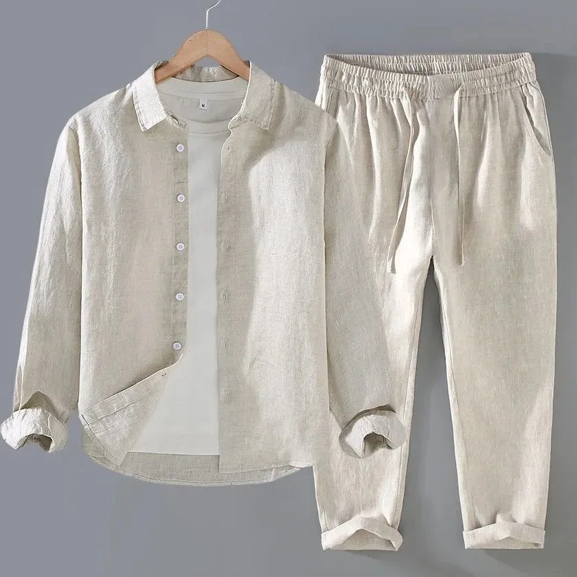 Linseed Cotton Linen Men's Spring Summer Autumn Long Sleeve Casual Loose Fit Shirt And Pants Fashionable Youth Outfit Set
Linseed Cotton Linen Men's Spring Summer Autumn Long Sleeve Casual Loose Fit Shirt And Pants Fashionable Youth Outfit Set