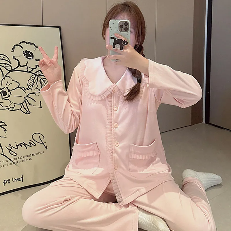 Sleepwear Woman Korean Thicken Warm Pajamas Set Hot Autumn Winter Nightwear Pyjamas Female Casual De Velvet Fleece Home Clothes
Sleepwear Woman Korean Thicken Warm Pajamas Set Hot Autumn Winter Nightwear Pyjamas Female Casual De Velvet Fleece Home Clothes