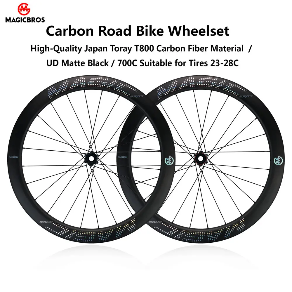 MAGICBROS Carbon Road Bike Wheelset 700C 50MM 24H Sealed Bearing Disc Track Racing Cycle Carbon Fiber Road Bicycle Wheel Set
MAGICBROS Carbon Road Bike Wheelset 700C 50MM 24H Sealed Bearing Disc Track Racing Cycle Carbon Fiber Road Bicycle Wheel Set