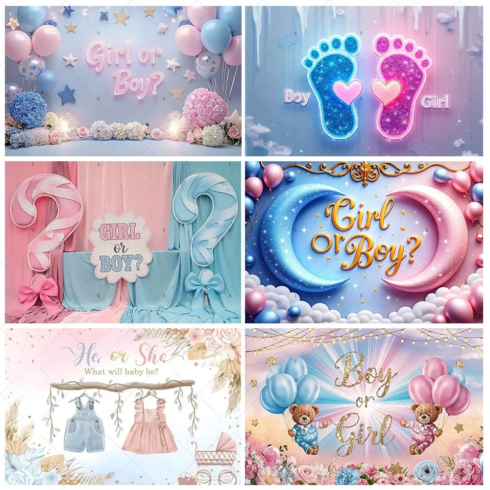 Gender Reveal Party for Boy or Girl Photo Background Supplies Blue Pink Balloon Backdrop Newborn Baby Shower Photography Props 
Gender Reveal Party for Boy or Girl Photo Background Supplies Blue Pink Balloon Backdrop Newborn Baby Shower Photography Props