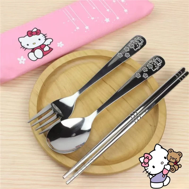 Sanrio Hello Kitty 304 Tableware Set Cute Cartoon Stainless Steel Fork Spoon Chopsticks with PU Storage Bag for Children's Gifts
Sanrio Hello Kitty 304 Tableware Set Cute Cartoon Stainless Steel Fork Spoon Chopsticks with PU Storage Bag for Children's Gifts