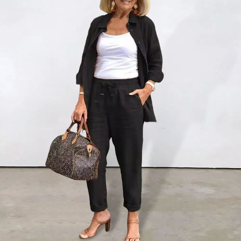 Women Autumn Suit Stylish Women's Shirt Pants Set Loose Lapel Blouse Elastic Waist Trousers Fashionable Daily Wear Clothes for A
Women Autumn Suit Stylish Women's Shirt Pants Set Loose Lapel Blouse Elastic Waist Trousers Fashionable Daily Wear Clothes for A