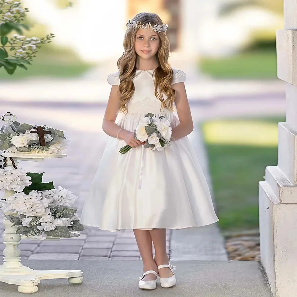 Customized Elegant Flower Girl Dresses For Wedding Satin Short Sleeves Classic Princess Formal Event Quinceanera Graduation Gown
Customized Elegant Flower Girl Dresses For Wedding Satin Short Sleeves Classic Princess Formal Event Quinceanera Graduation Gown