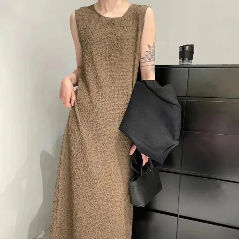 Fashion O-Neck All-match Solid Color Sleeveless Dresses Women's Clothing Summer New Loose Office Lady Long Dresses
Fashion O-Neck All-match Solid Color Sleeveless Dresses Women's Clothing Summer New Loose Office Lady Long Dresses