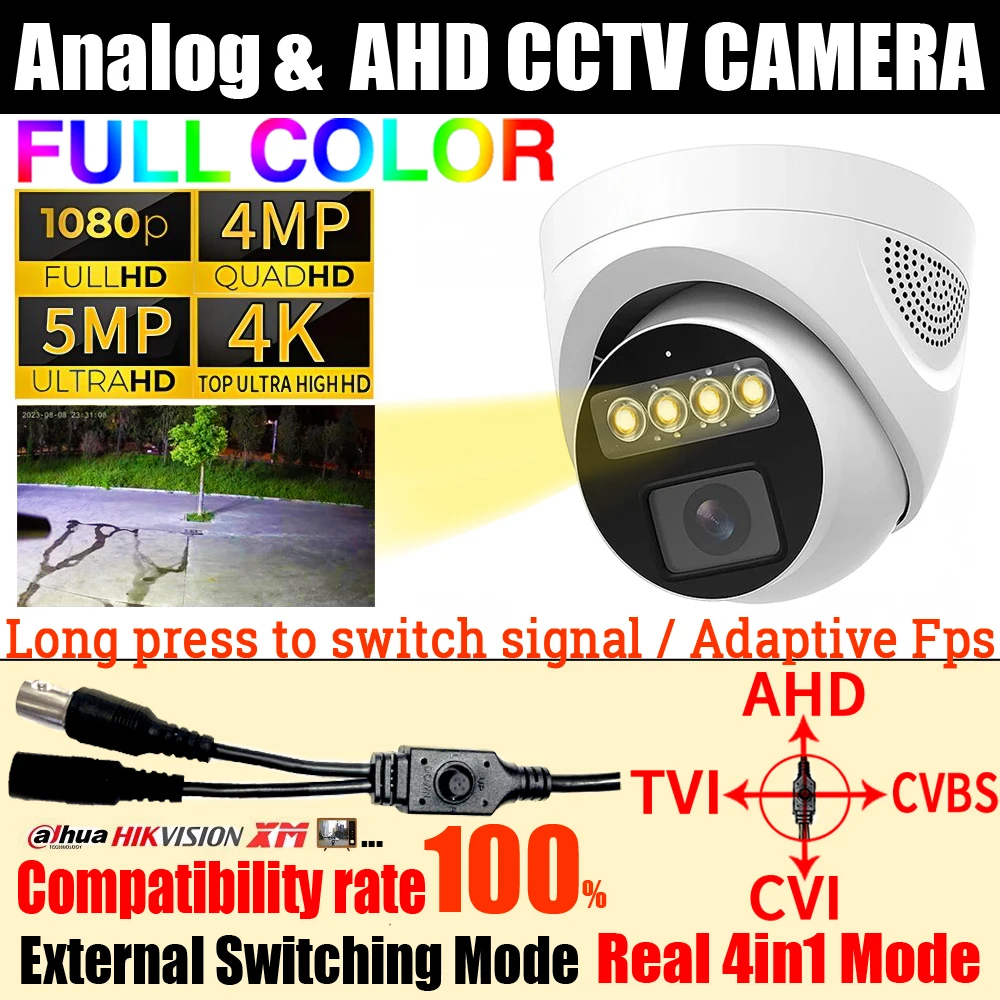 Analog 5000TVL 4K AHD Full Color Camera 5MP 4MP 1080P CCTV Auto Luminous TVI/CVI 4in1 OSD Cable Digital Indoor Security Monitor
Analog 5000TVL 4K AHD Full Color Camera 5MP 4MP 1080P CCTV Auto Luminous TVI/CVI 4in1 OSD Cable Digital Indoor Security Monitor