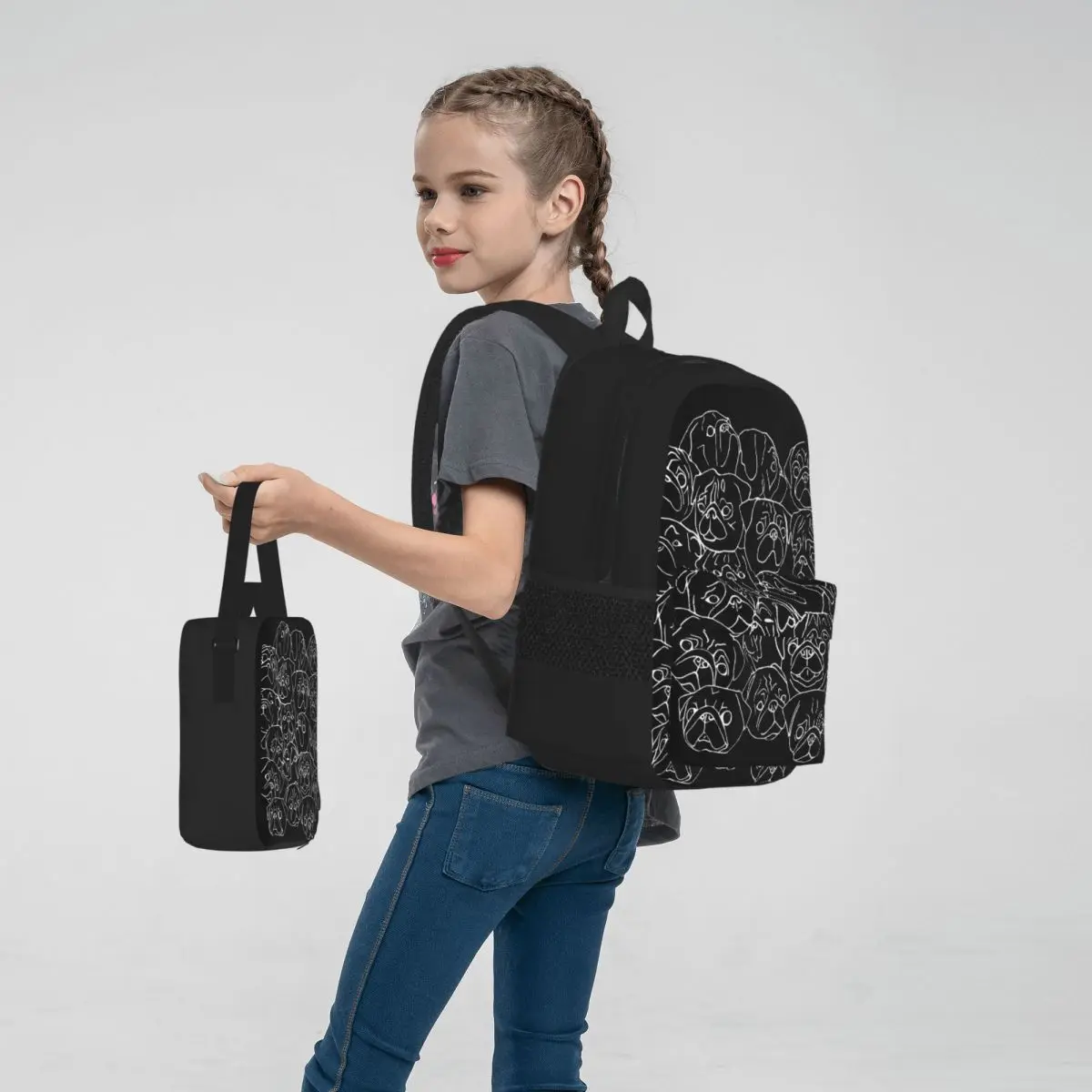 Black Pugs Pug Backpacks Boys Girls Bookbag Children School Bags Kids Rucksack Lunch Bag Pen Bag Three-Piece Set
Black Pugs Pug Backpacks Boys Girls Bookbag Children School Bags Kids Rucksack Lunch Bag Pen Bag Three-Piece Set