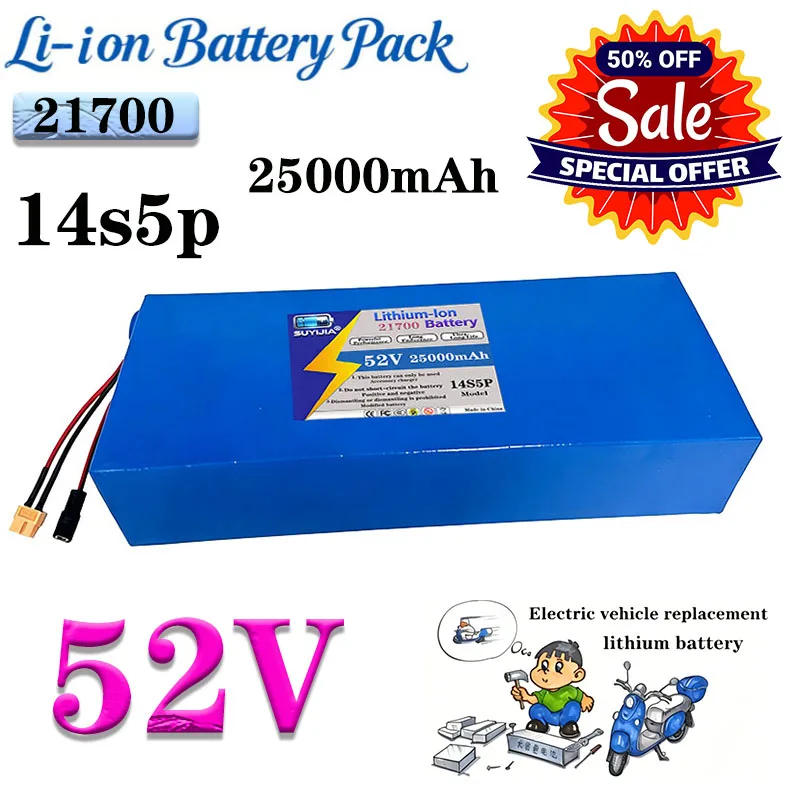 2026New Product 21700 52V 25Ah 14S5P Lithium Ion Battery 1000W with 30A BMS Suitable Skateboard Electric BicycleTricycle Battery
2026New Product 21700 52V 25Ah 14S5P Lithium Ion Battery 1000W with 30A BMS Suitable Skateboard Electric BicycleTricycle Battery