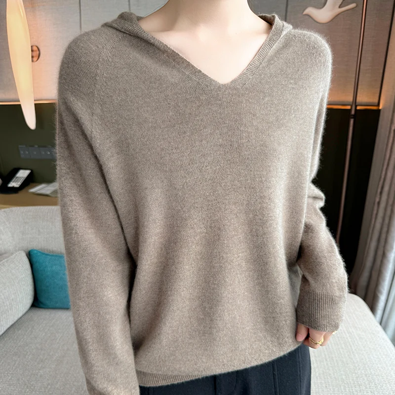 High-End Autumn New Women 100% Cashmere Sweater Solid Color Hoodie Female Casual Warm Hooded Knitted Pullover Classic Spring
High-End Autumn New Women 100% Cashmere Sweater Solid Color Hoodie Female Casual Warm Hooded Knitted Pullover Classic Spring