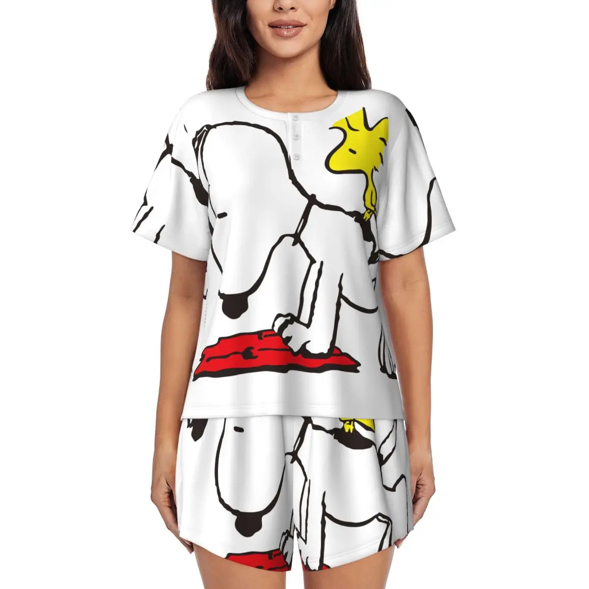 Women's Manga Snoopy Woodstock Cartoon Dog Pajamas Set Custom Printed Short Sleeve Sleepwear Loungewear Pjs 2 Piece Sets
Women's Manga Snoopy Woodstock Cartoon Dog Pajamas Set Custom Printed Short Sleeve Sleepwear Loungewear Pjs 2 Piece Sets