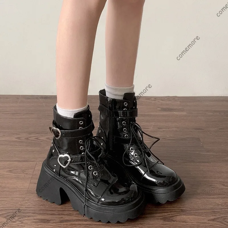 Comemore Black British Style High-heeled Ankle Boots Women's Shoes Punk Style Platform Sweet Cool Short Boots High Heels Botines
Comemore Black British Style High-heeled Ankle Boots Women's Shoes Punk Style Platform Sweet Cool Short Boots High Heels Botines