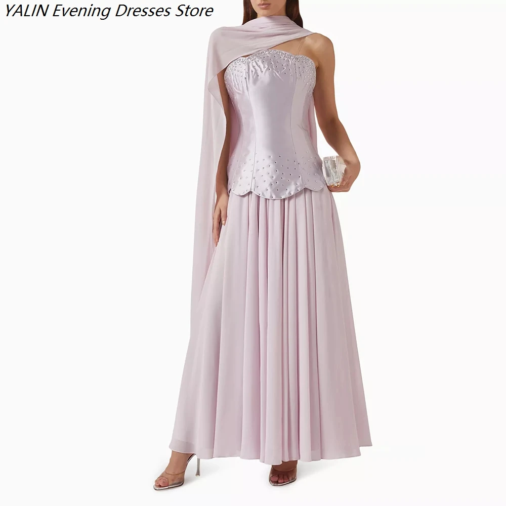 Women's A-line Evening Dresses Ankle-length Strapless Sleeveless Prom Dresses Fashion Sequined Stole Draped Customized Gowns
Women's A-line Evening Dresses Ankle-length Strapless Sleeveless Prom Dresses Fashion Sequined Stole Draped Customized Gowns