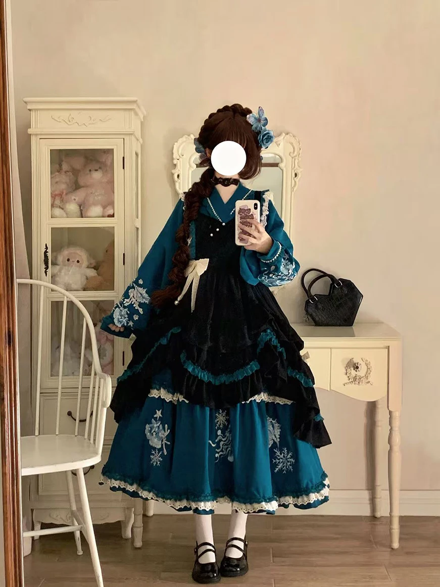 Оригинальный комплект одежды в стиле Лолита Hanfu с длинными рукавами и юбкой Double Moon Blue Moon Island Daily, традиционная китайская одежда для женщин
Оригинальный комплект одежды в стиле Лолита Hanfu с длинными рукавами и юбкой Double Moon Blue Moon Island Daily, традиционная китайская одежда для женщин