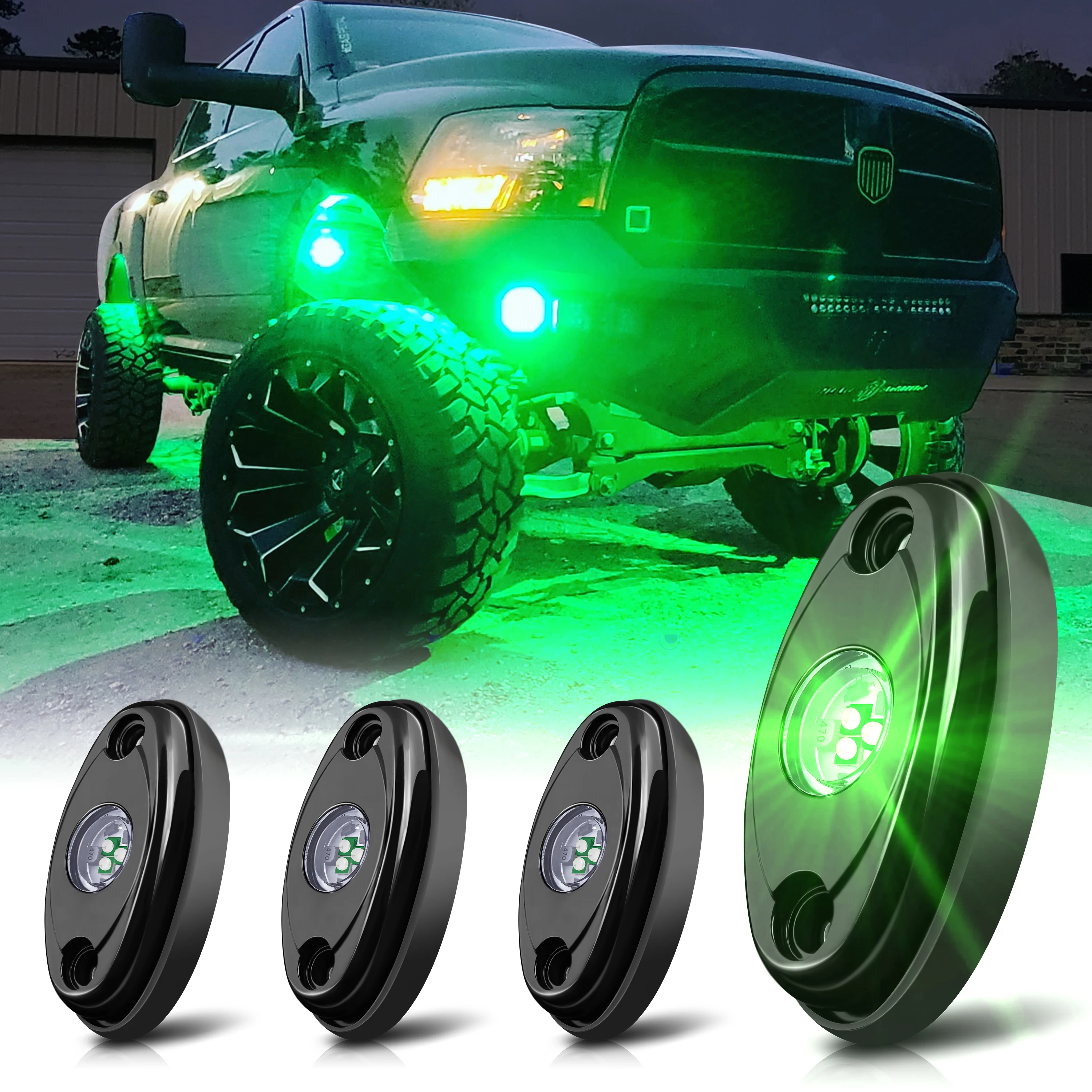Green LED Rock Lights, 4 Pods Neon 12V Waterproof Underglow Underbody Kit Crawler Crawling Dome Exterior Wheel Lights for ATV
Green LED Rock Lights, 4 Pods Neon 12V Waterproof Underglow Underbody Kit Crawler Crawling Dome Exterior Wheel Lights for ATV