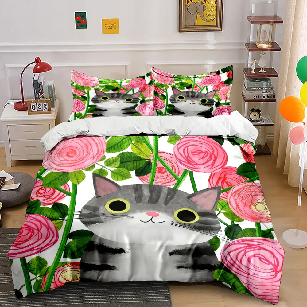 "Cat Floral Decor Three-Piece Set" Soft Comfortable Duvet Cover Bedding Set Included 1*Duvet Cover & 2*Pillowcases, gift
"Cat Floral Decor Three-Piece Set" Soft Comfortable Duvet Cover Bedding Set Included 1*Duvet Cover & 2*Pillowcases, gift