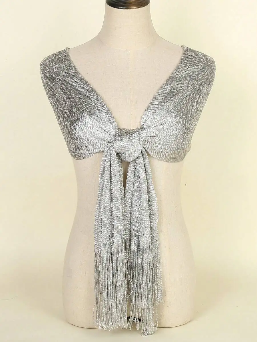 Metallic Shiny Shawl With Tassel Decor For Evening Party Wedding
Metallic Shiny Shawl With Tassel Decor For Evening Party Wedding