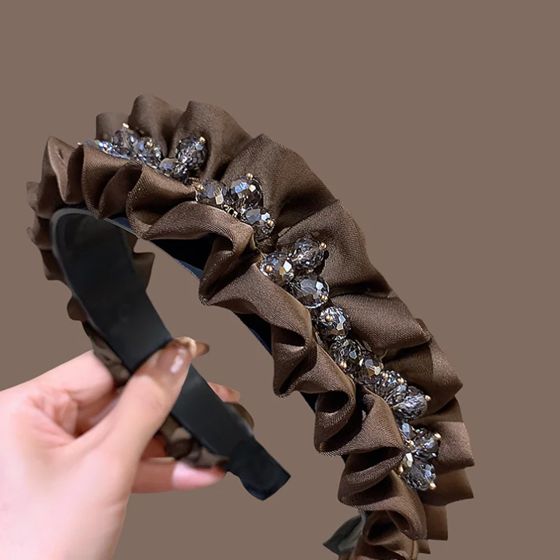 New Ruffles Pleated Headband with Rhinestone Decoration Wide Edge High Skull Top Hair Hoop Hairbands
New Ruffles Pleated Headband with Rhinestone Decoration Wide Edge High Skull Top Hair Hoop Hairbands