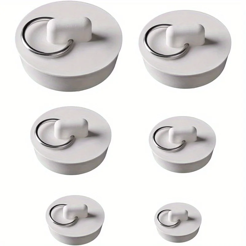 Rubber Drain Stopper Set - 6pcs, Universal Sink Bathtub Plugs, Multiple Sizes, White - Water Sealing Plugs
Rubber Drain Stopper Set - 6pcs, Universal Sink Bathtub Plugs, Multiple Sizes, White - Water Sealing Plugs