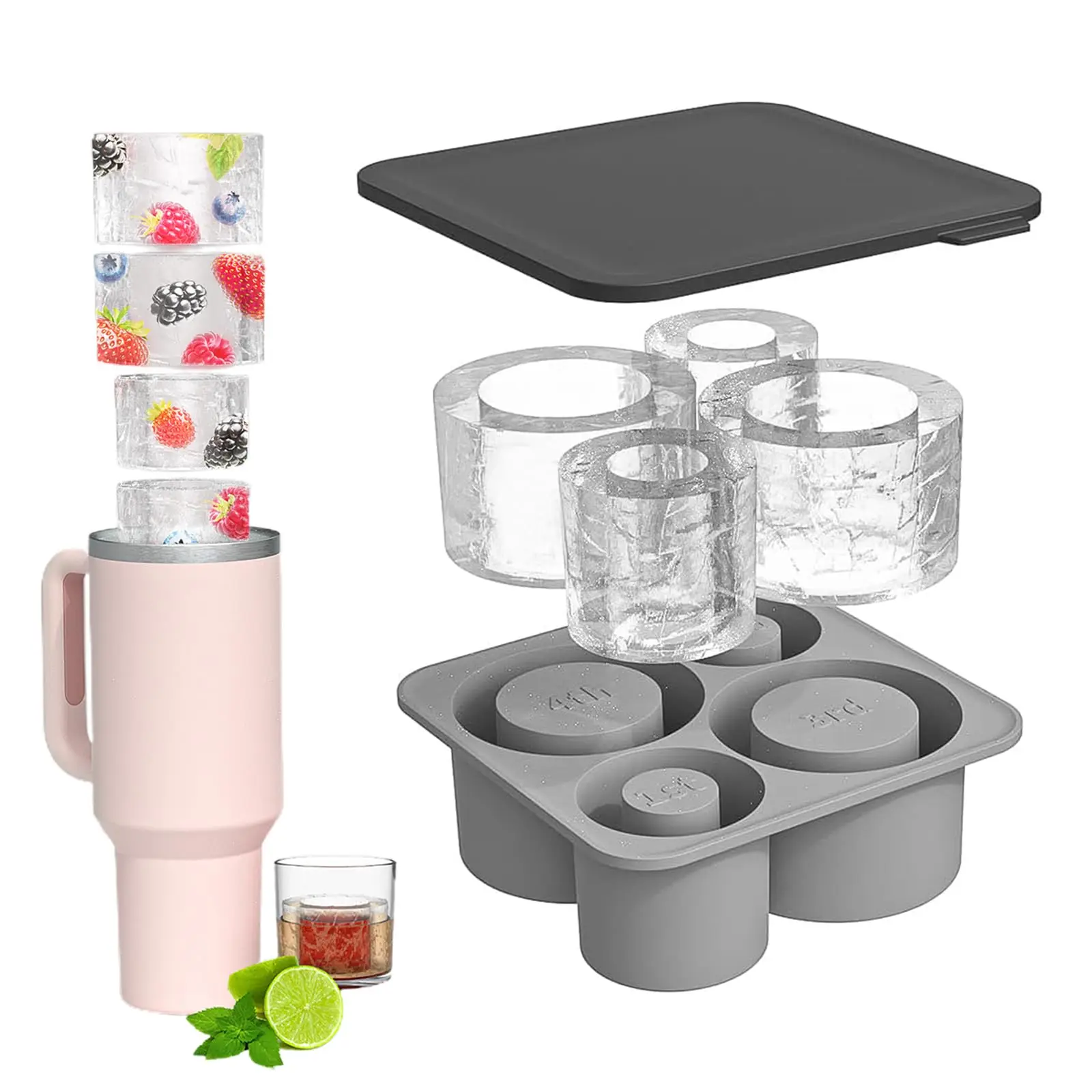 Ice Cube Mold with Lid, 1 Count 4 Grids Silicone Ice Cube Mold, Reusable Ice Cube Maker for Home Kitchen Gadgets Accessories
Ice Cube Mold with Lid, 1 Count 4 Grids Silicone Ice Cube Mold, Reusable Ice Cube Maker for Home Kitchen Gadgets Accessories