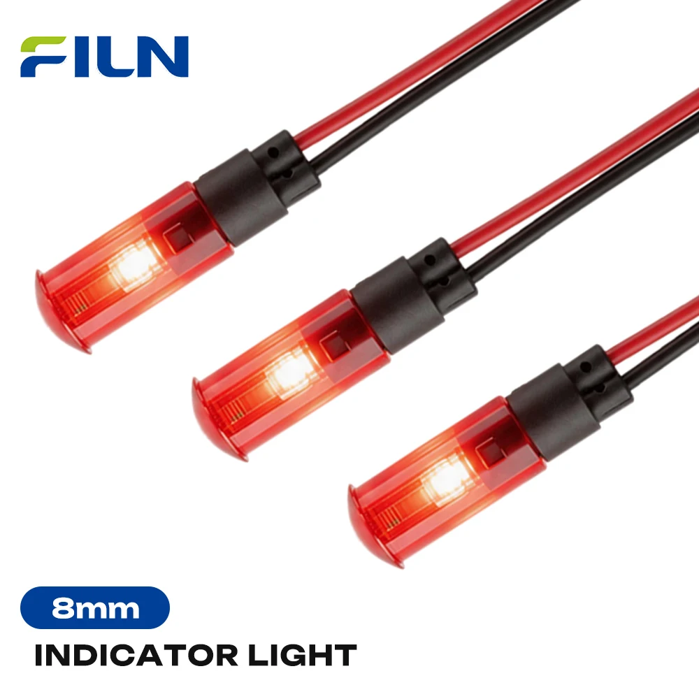 FILN 3PCS 8mm IP67 Waterproof LED Indicator Light 12V-24V Pre-Wired Mount Status Light for Car Boat Industrial Control Dashboard
FILN 3PCS 8mm IP67 Waterproof LED Indicator Light 12V-24V Pre-Wired Mount Status Light for Car Boat Industrial Control Dashboard