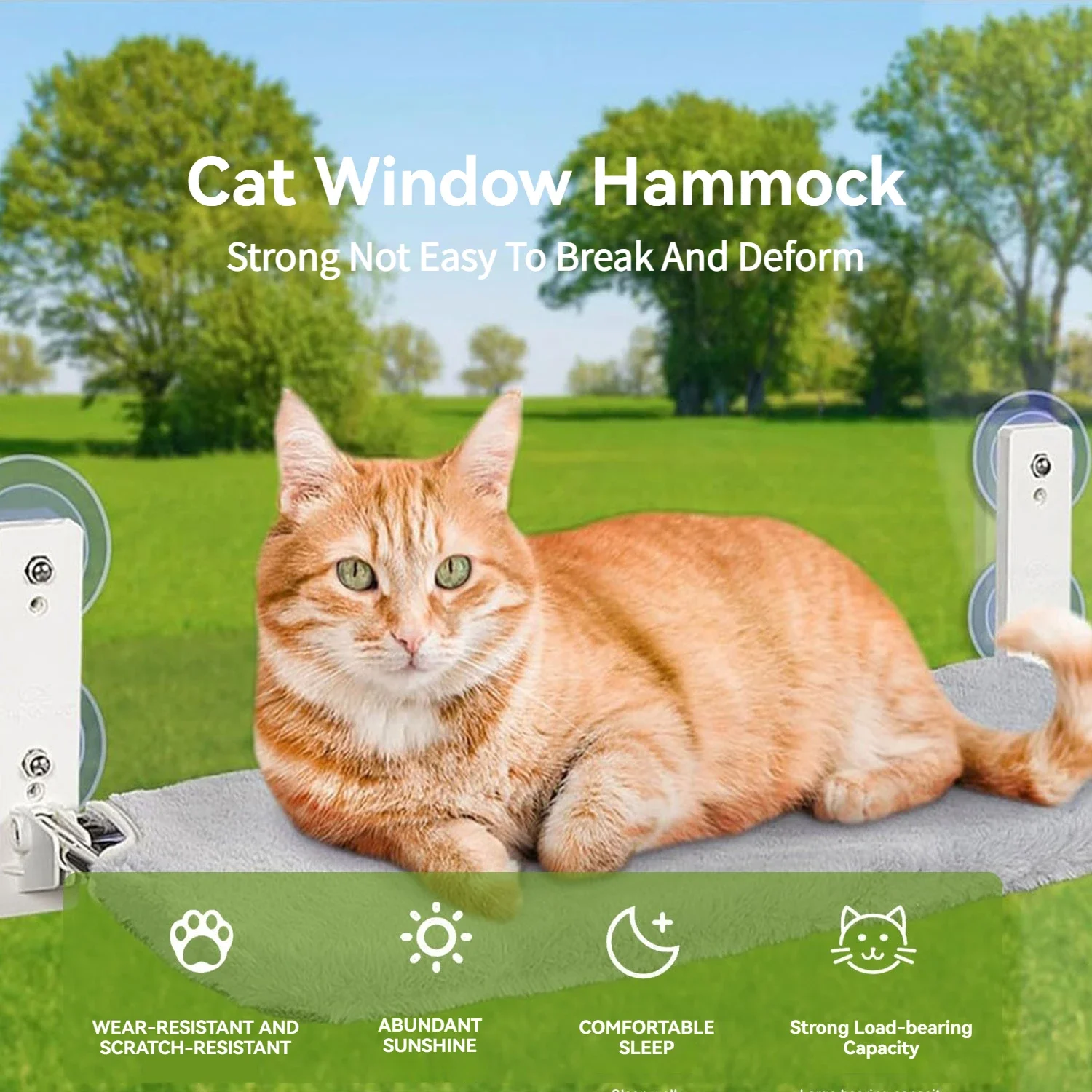 Foldable Cat Window Perch, Cordless Cat Window Perch, Cat Hammock for Wall with 4 Strong Suction Cups, Cat Window Hammock
Foldable Cat Window Perch, Cordless Cat Window Perch, Cat Hammock for Wall with 4 Strong Suction Cups, Cat Window Hammock