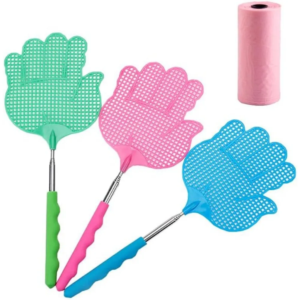 Set of 3 Extendable Fly Swatters Stainless Steel Shaft Rubber Grip Green Pink Blue
Set of 3 Extendable Fly Swatters Stainless Steel Shaft Rubber Grip Green Pink Blue