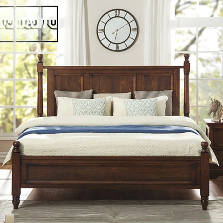Solid wood double bed American country bedroom simple retro bed old furniture 1.5m/1.8m bed
Solid wood double bed American country bedroom simple retro bed old furniture 1.5m/1.8m bed