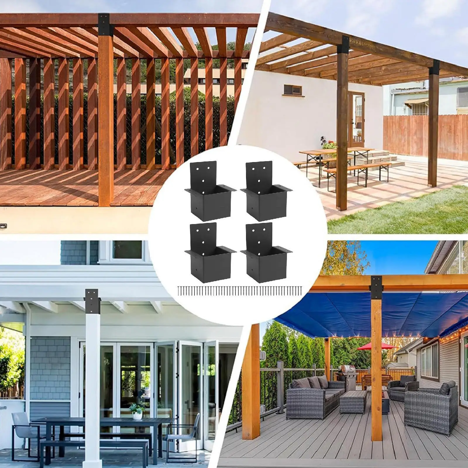 4 Pieces Pergola Brackets 4"x4"(actual 3.6"x3.6") Post Top Rafter Bracket Stable Support Gazebo Kit for Cabin Gardening Porch
4 Pieces Pergola Brackets 4"x4"(actual 3.6"x3.6") Post Top Rafter Bracket Stable Support Gazebo Kit for Cabin Gardening Porch