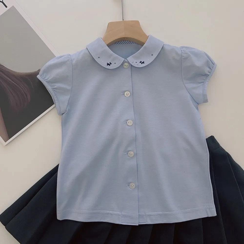 kids girls clothes girls tshirts cotton Cartoon embroidery lapel blue shirt T-shirts Sweet lovely girl's summer tops
kids girls clothes girls tshirts cotton Cartoon embroidery lapel blue shirt T-shirts Sweet lovely girl's summer tops
